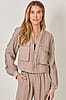 Vintage Rose Ruched Bomber Jacket - Small