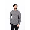 Dark Grey 3-Button Tencel Long Sleeve Polo