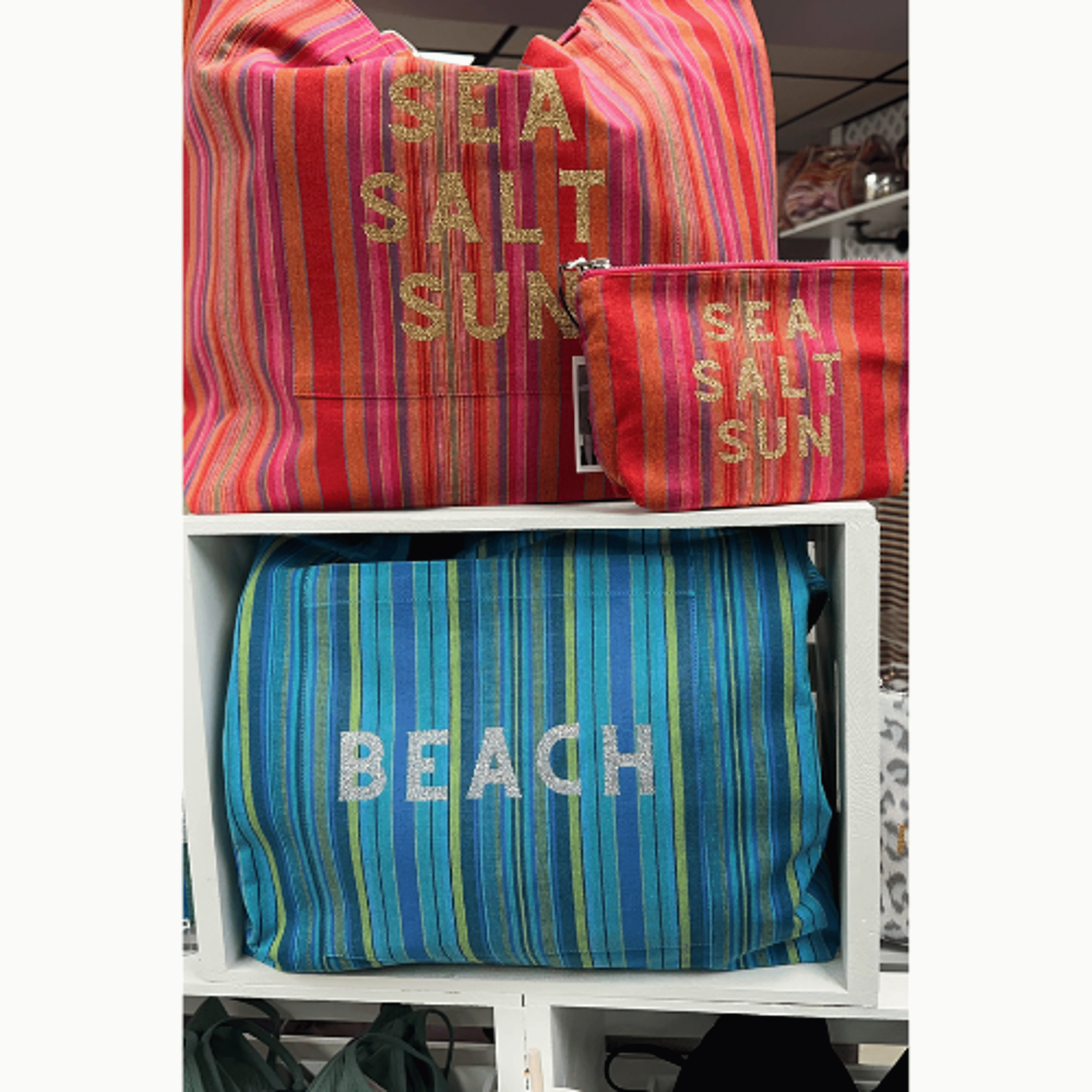 Quilted Koala Pink Stripe Sea Salt Sun Tote Bag