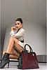 Marinella Medium Black Croc with Red Fur Handbag