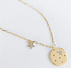 Tiny Paperclip Chain Necklace with Star Medallion