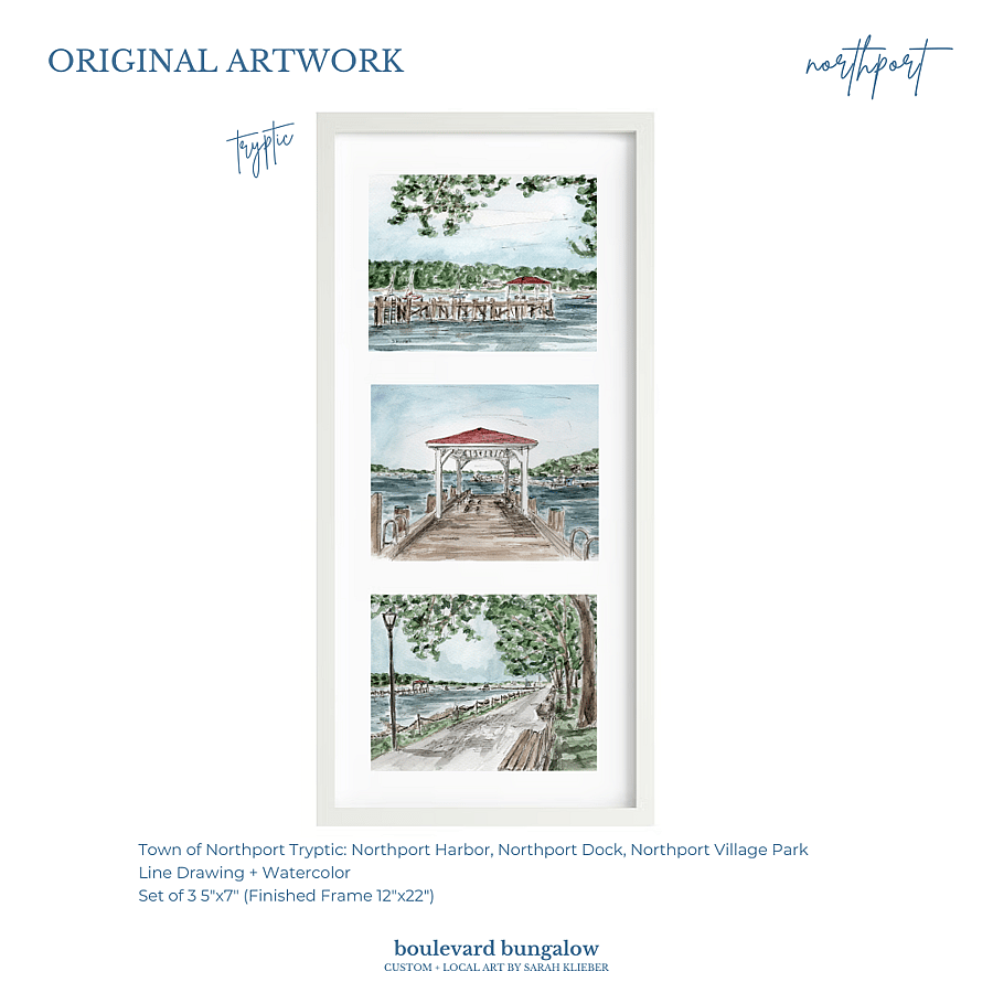 Northport - Tryptic Set of 3 5x7 