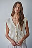 By Together Natural Knit Sweater V-Neck Button-Down Vest
