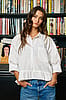 Bucketlist White Ruffled Hem Poplin Top (Medium)