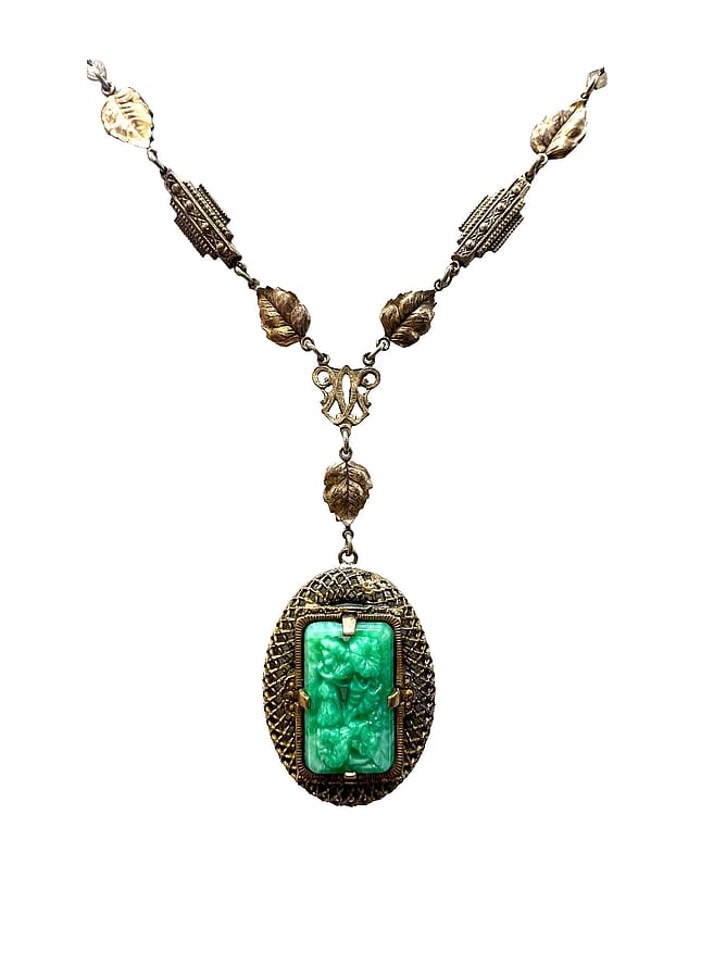 Antique 1920s Art Nouveau Peking Glass Necklace