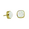 Bezel Set Mother of Pearl White Stud Earrings