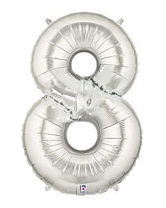 Silver Number  34" Mylar Helium Balloon (0-9)