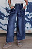 Indie & Co. Dark Wash Beau Blue Drawstring Raw Hem Wide Leg Jeans