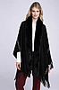 Anais Black Faux Fur Shawl With Pearls and Rhinestones