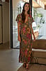 By Together Grey Burgundy Floral Short Sleeve Maxi Dress