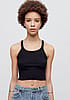 Cropped Ribbed Tank Black