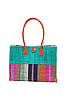 Shebobo Zafran Two Tone Wide Stripe Straw Medium Beach Bag