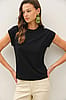 Be Cool Black Cap Sleeve Crew Neck T-Shirt (Large)