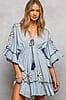 Light Denim Ruffle Sleeve Short Dress
