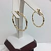 14K YELLOW real GOLD polished plain TWISTED hoops earrings 1" 2.00 grams