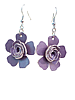 Purple Flower Leather Earrings 