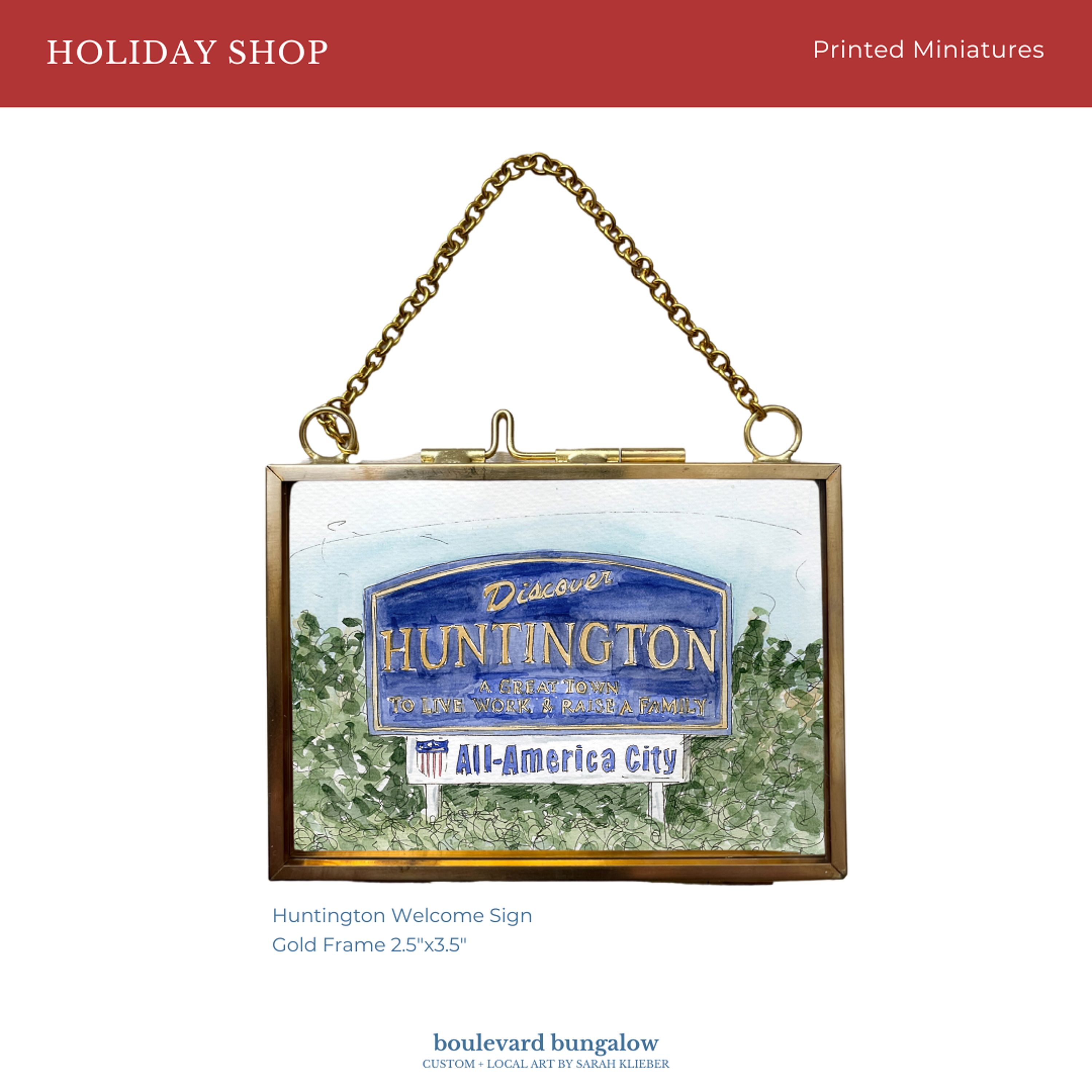 Discover Huntington – Welcome Sign – Printed Miniature