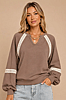 J.nna Mocha Crochet Lace-Trimmed Sweatshirt