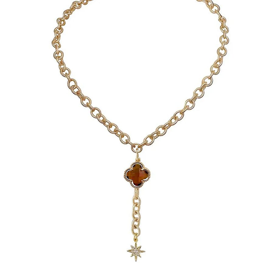 Love Lisa Luna Lucky Clover Necklace-Metalic Chocolate