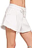 White Effortless Fray Shorts