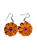 Marigold Leather Earrings with Magenta Eyelet Center