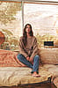 Mocha Tie Front Sweater