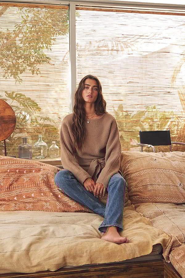 Mocha Tie Front Sweater