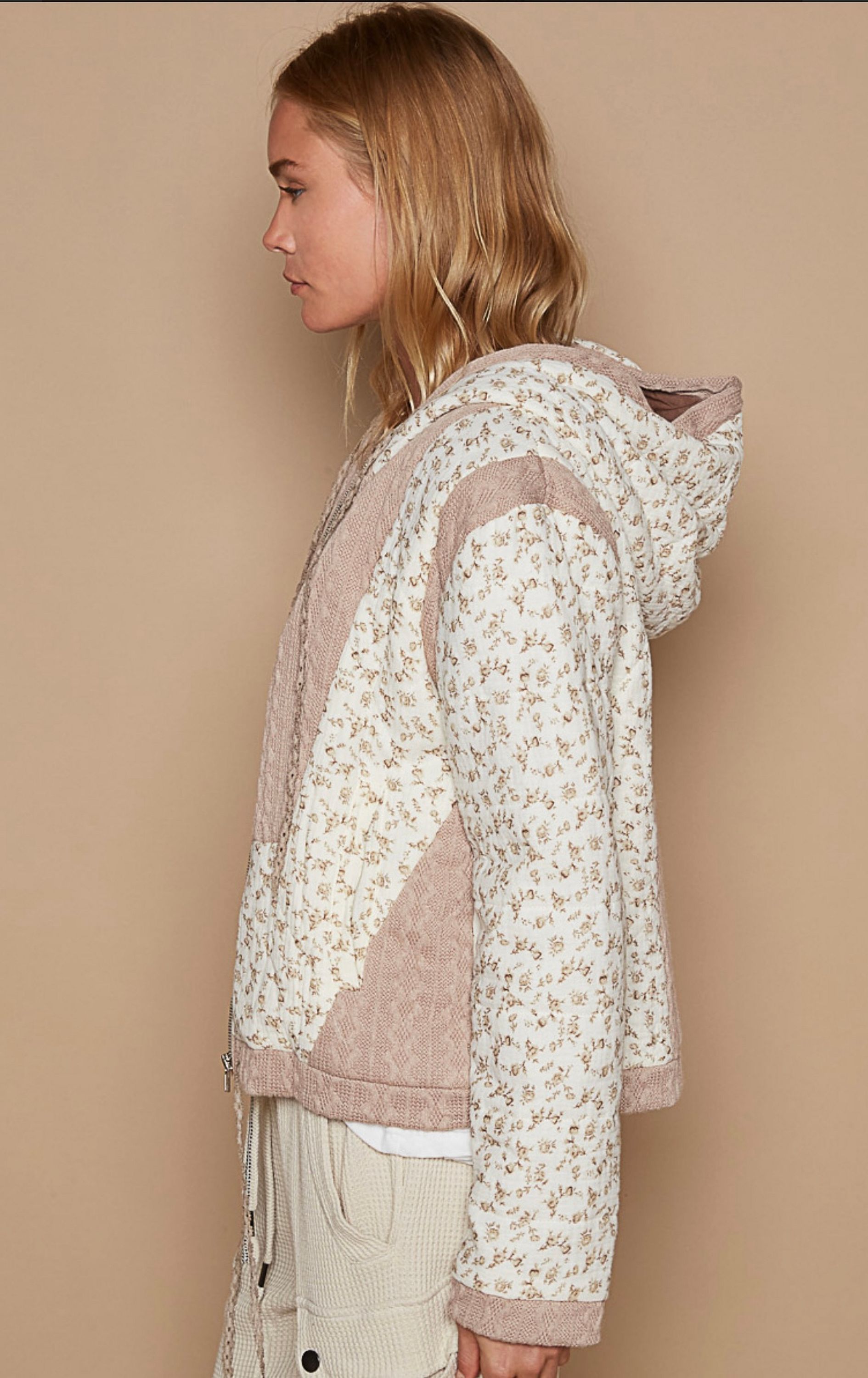 POL Ivory & Beige Floral Jacket