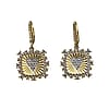 Square Matte Gold Pave Heart Earring