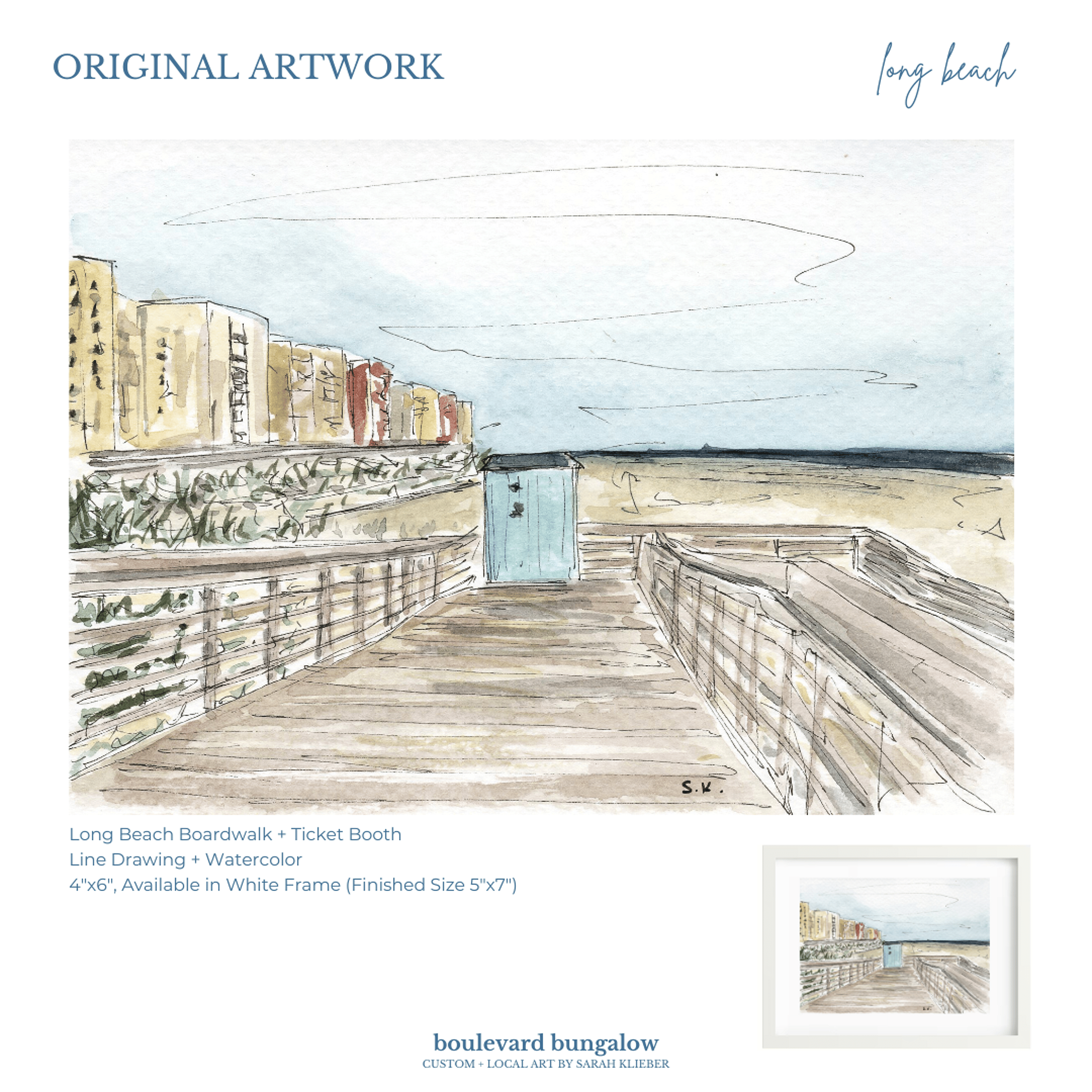 Long Beach - Ticket Booth and Boardwalk 4"x 6"