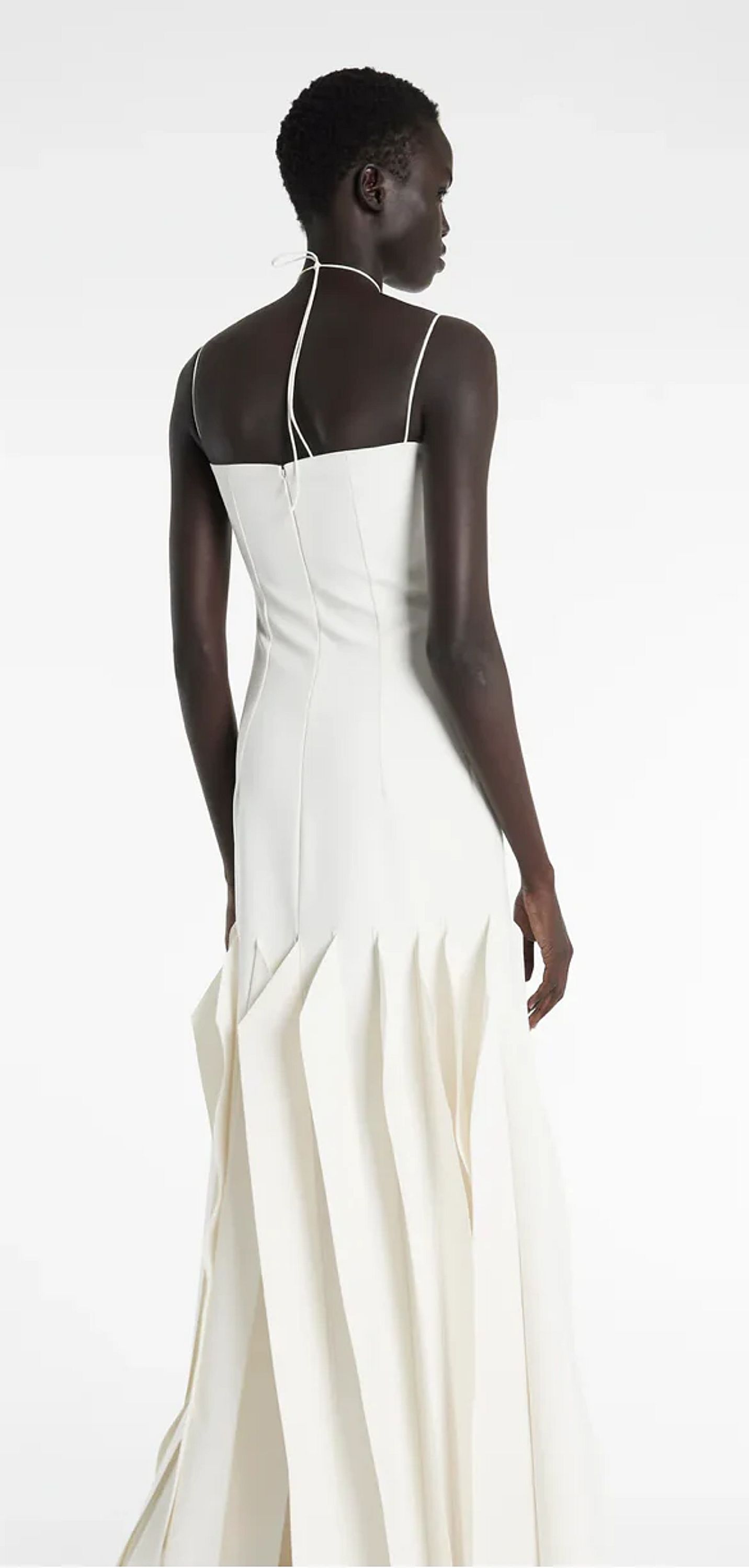 Full Length Lip Choker Dress, Ivory by A.W.A.K.E. MODE.