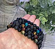 Triple Protection Gemstone Stretch Bracelet | Lava, Black Obsidian, Tiger's Eye