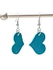 Teal Leather Heart Earrings 