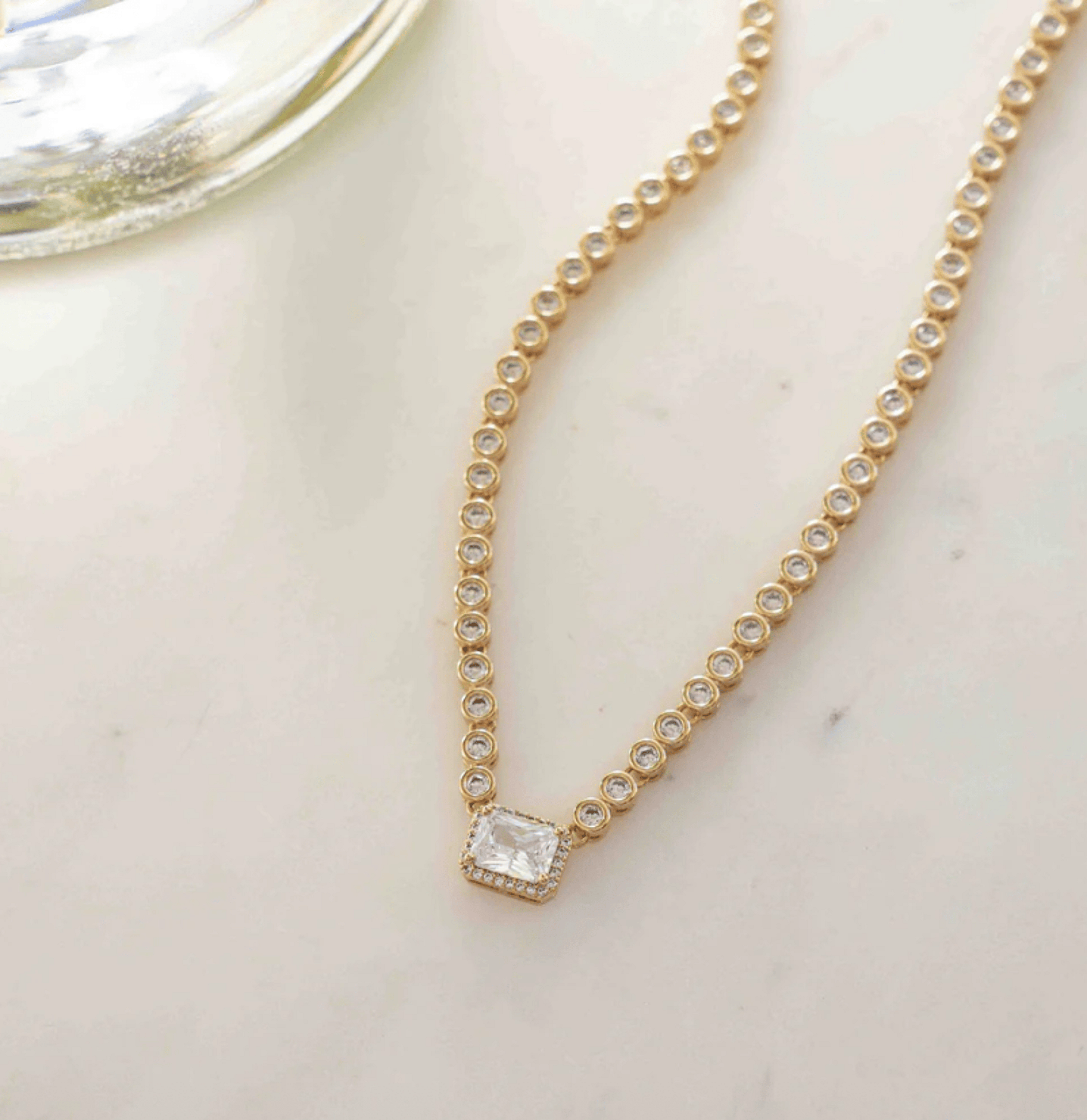 Sami Jewels Diamond Baguette Tennis Necklace