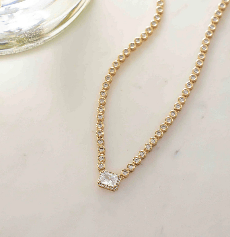 Sami Jewels Diamond Baguette Tennis Necklace