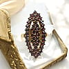 1940's Bohemian Garnet Ring in 900 Silver with gold overlay