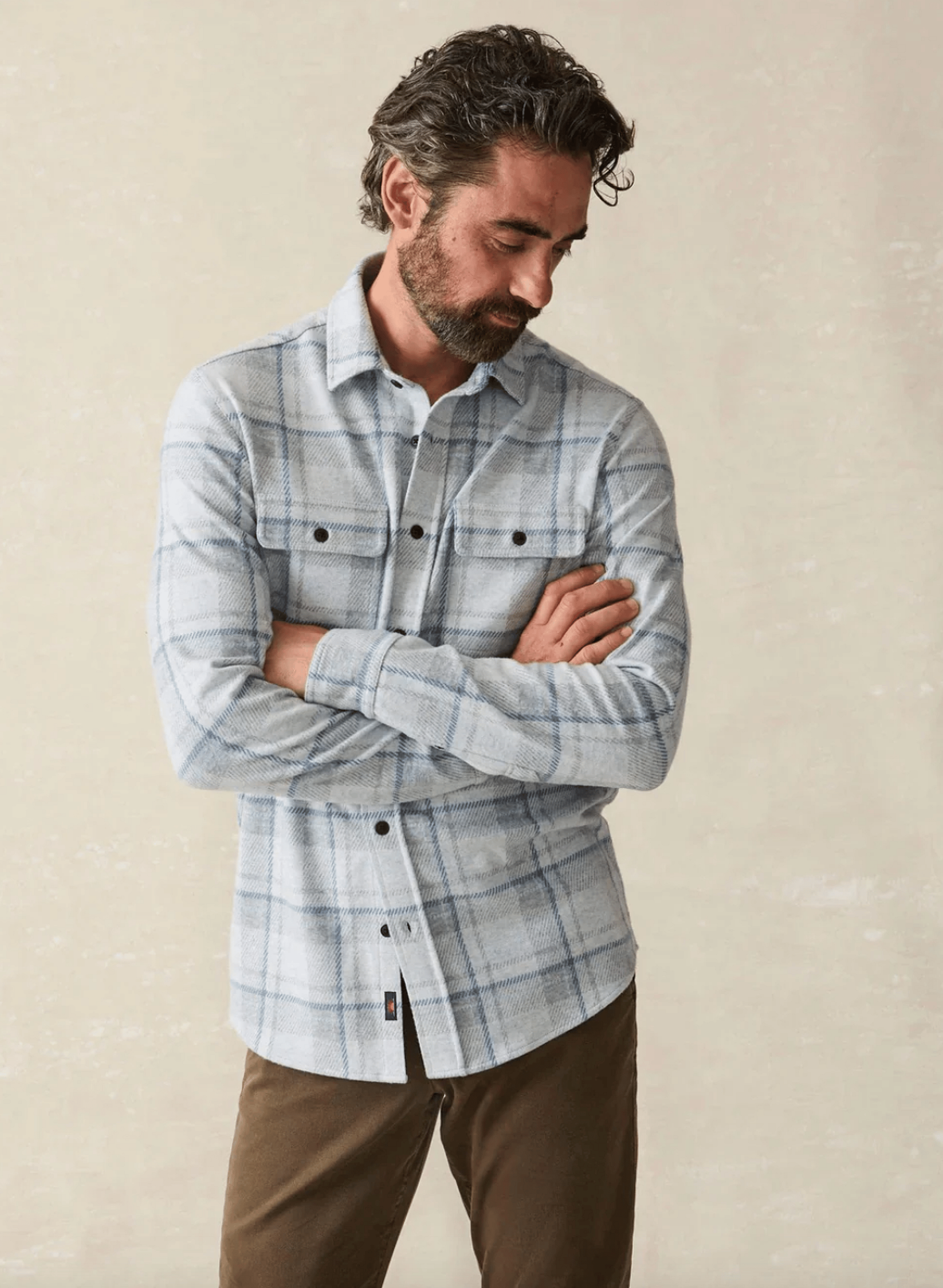 Faherty Mens Legend Sweater Shirt-Maine Sky Plaid