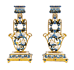 Shabbat Pair of 2 Blue Floral Hamsa Hand Candle Holder