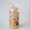 Glass Tumbler With Lid & Straw - Dog