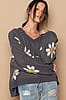 Flower Power Hoodie Sweater - Charcoal