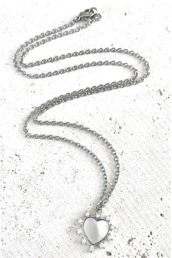 VB & Co Silver Heart & Pearl Necklace