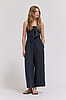 Grade & Gather Midnight Tie Front Gauze Jumpsuit