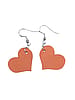 Soft Large Orange Heart Leather Earrings