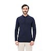 Navy 3-Button Tencel Long Sleeve Polo