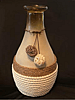 Hand-Painted Amber Glass Vase with Jute Rope Accent
