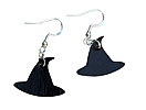 Black Witch Hat Leather Earrings
