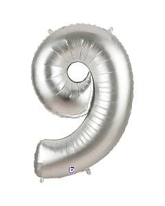 Silver Number  34" Mylar Helium Balloon (0-9)
