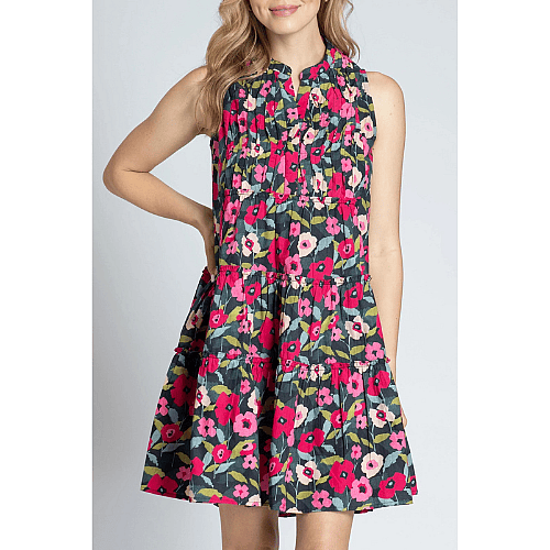 APNY Pink Floral PinTuck Dress - Large