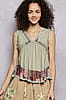Powder Olive Floral Trim Tank Top