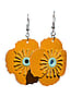 Large Orange Poppy Leather Earring with Mint Eyelet Center